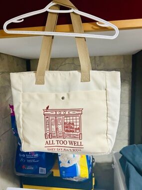Taylor Swift Cream Tote with Maroon Bookshop Print All Too Well